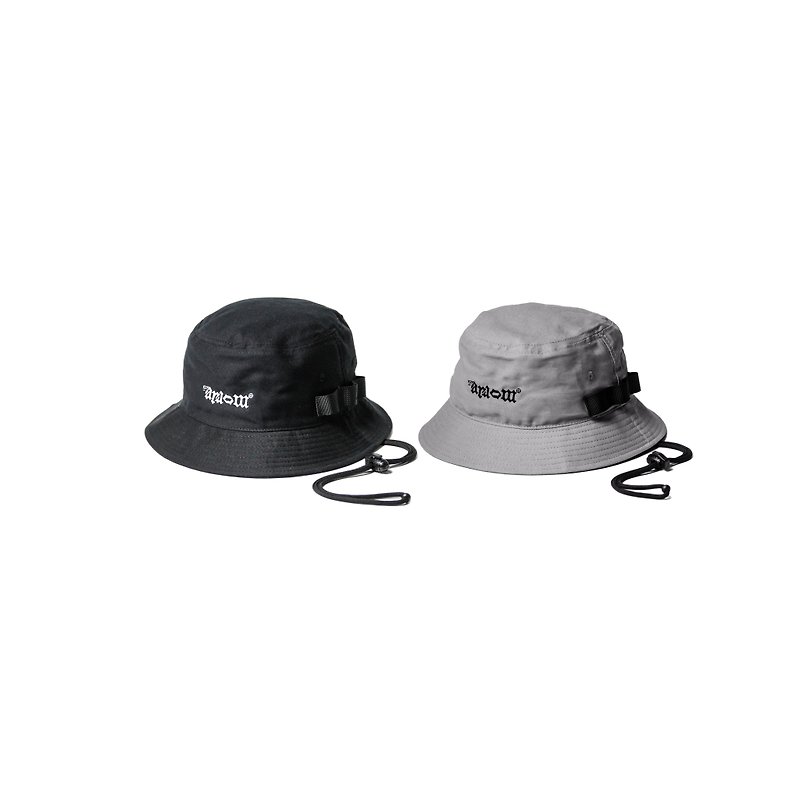 .67ARROW LOGO BUCKET HAT 2.0_漁夫帽 黑色 可拆防風繩 遮陽帽 - 帽子 - 棉．麻 多色