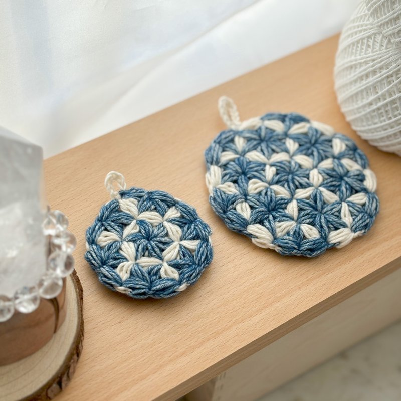 【Coaster/Crystal Mat】Flower of Life - Coasters - Cotton & Hemp Blue