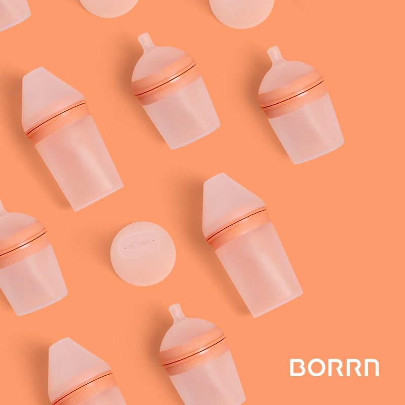 【英國設計製造】BORRN嬰兒矽膠奶瓶 食品級 珊瑚橙 - 奶樽/奶嘴 - 矽膠 橘色