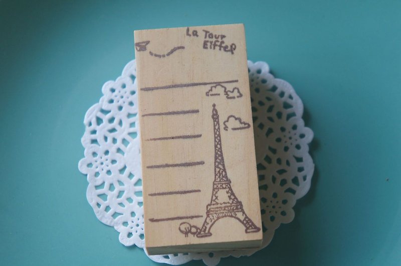 Apple Dandan hand-engraved seal Eiffel Tower message stamp - ตราปั๊ม/สแตมป์/หมึก - ยาง 