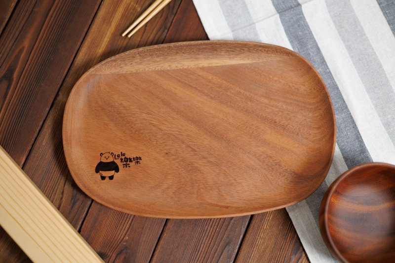 (海洋公園X島嶼製作 聯乘系列) 日式橢圓形托盤 - 盤子/餐盤/盤架 - 木頭 金色