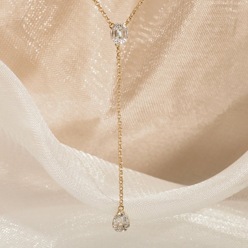 18K金鑽石橢圓形梨形項鏈 18K Gold The Diamond Oval and Pear L - 項鍊 - 貴金屬 