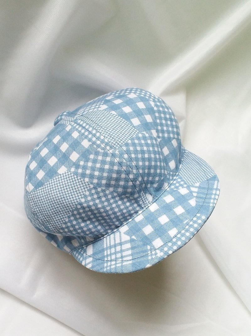 Light blue collage denim infant child hat - หมวกเด็ก - ผ้าฝ้าย/ผ้าลินิน สีน้ำเงิน