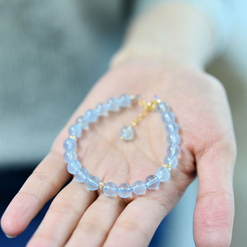 Angel's Stone Sea Blue Aquamarine Bracelet March Birthstone - Bracelets - Gemstone Blue