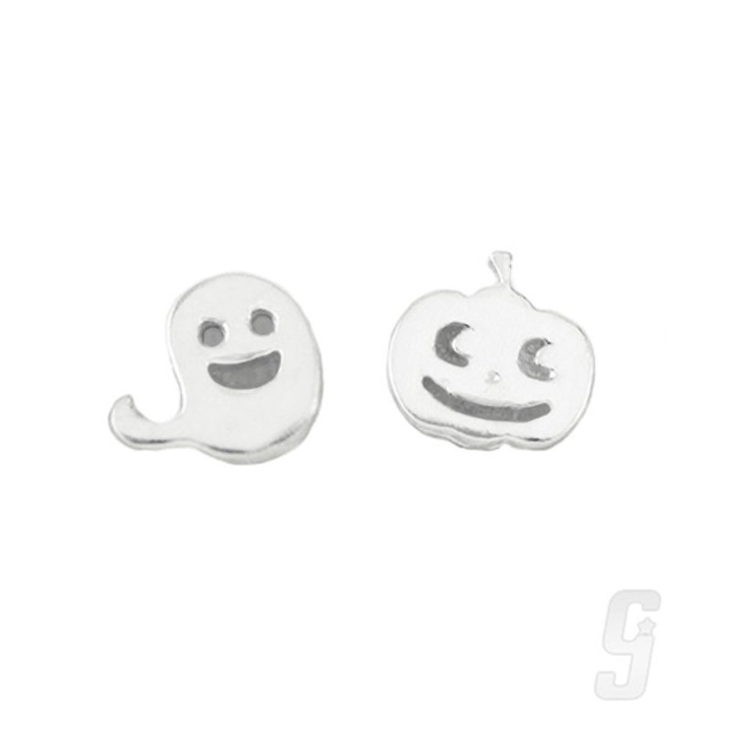 College Department - Pumpkin bouncing happy ghosts - Earrings & Clip-ons - Other Metals Silver