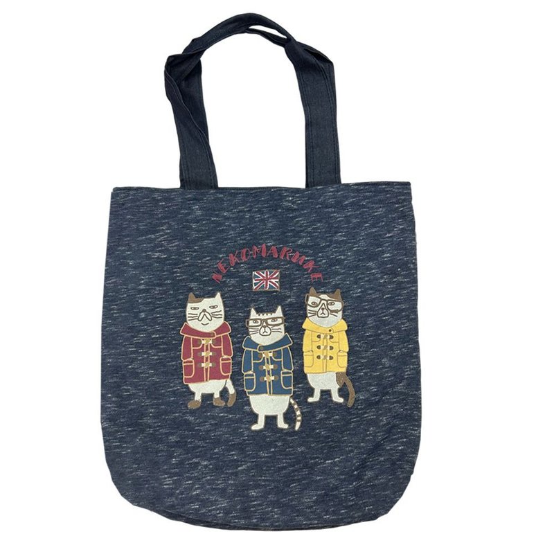 Kusuguru Japan Glasses Cat Shoulder Bag British Gentleman Limited Thick Shoulder Handbag Blue - กระเป๋าแมสเซนเจอร์ - เส้นใยสังเคราะห์ สีน้ำเงิน