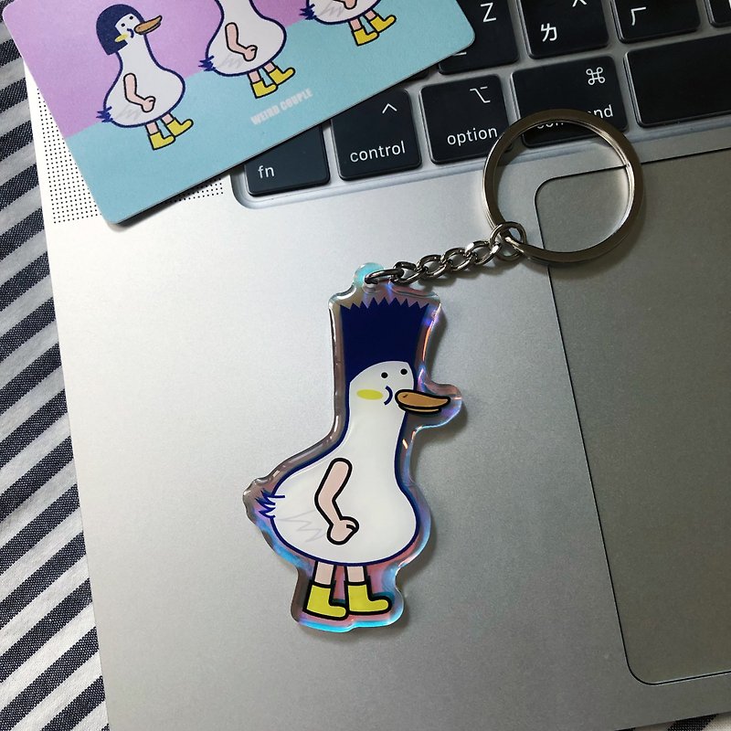One electric shock duck magic color acrylic key ring - Keychains - Acrylic Multicolor