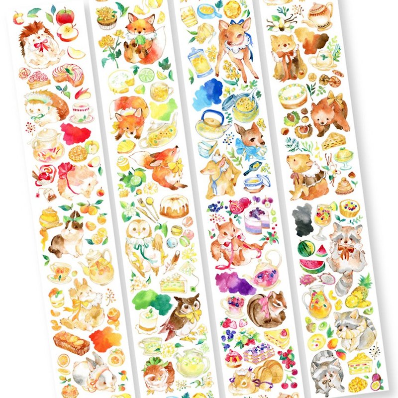 Tea Party Small Animals PET Edition - Washi Tape - Plastic Multicolor