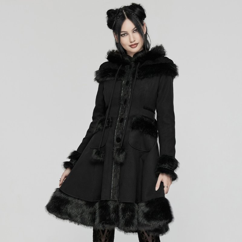 Lolita Witch Shawl Retro Hooded Coat - เสื้อแจ็คเก็ต - วัสดุอื่นๆ สีดำ