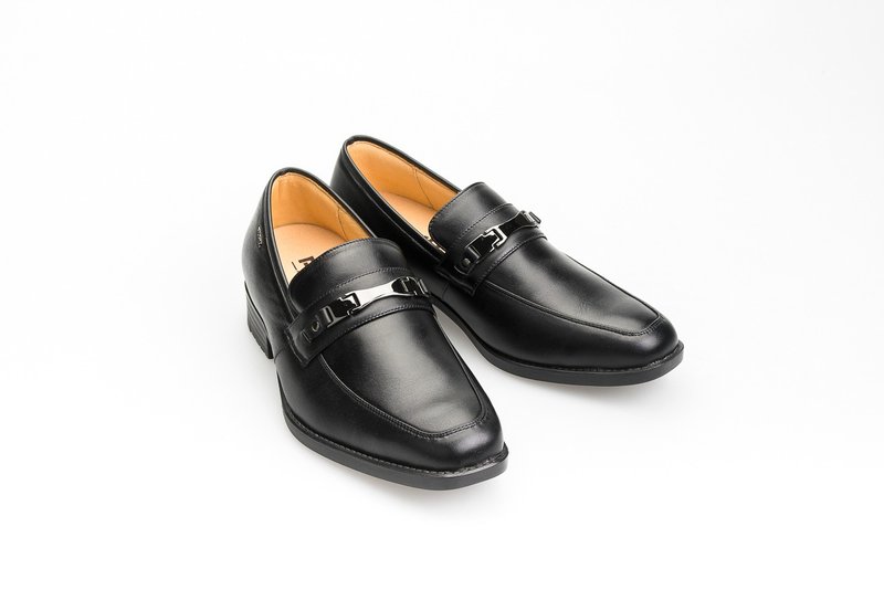 MIT [Lightweight Gentleman Leather Shoes with Metal Buckle - Black] Gentleman Shoes Loafers Casual Men's Essentials - รองเท้าอ็อกฟอร์ดผู้ชาย - หนังแท้ สีดำ