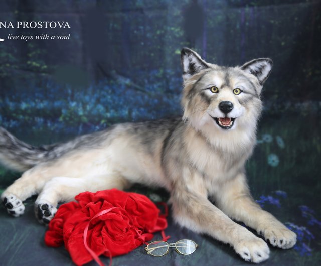 Wolf realistic plush toy. Animals replicas. Wolf stuffed toy Shop Realistic Toys by Irina Prostova Stuffed Dolls Figurines Pinkoi