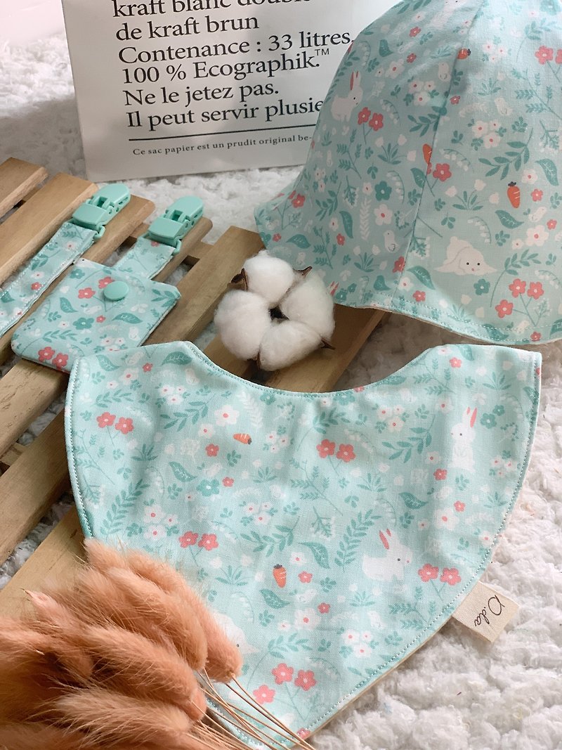 Flower Bunny Baby Miyue Gift Box Sun Hat Baby Hat Bib - Baby Gift Sets - Cotton & Hemp Green