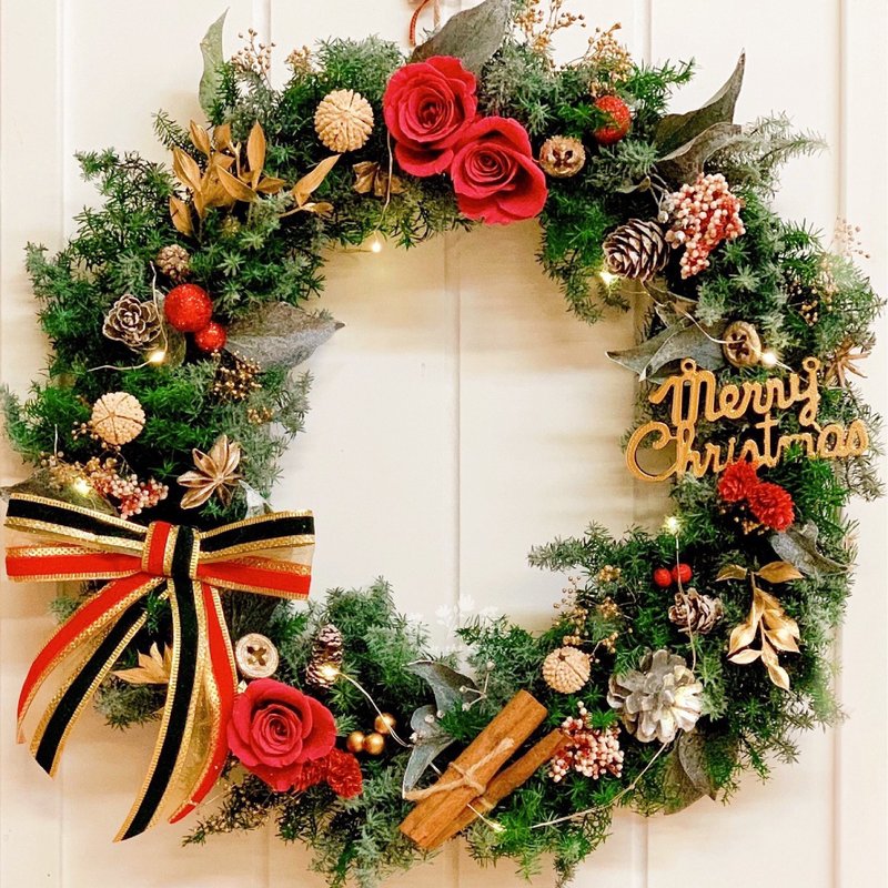 Huajak Exclusive Preserved Flower Christmas Wreath | Imported Cedar | Christmas Gifts | Express Delivery Limited to Shuangbei Area - Dried Flowers & Bouquets - Plants & Flowers 