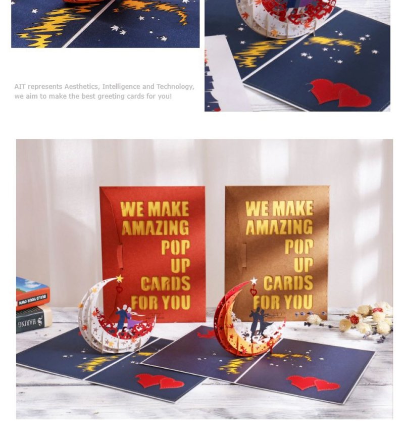 Hand-made 360-degree full pop-up cards - การ์ด/โปสการ์ด - กระดาษ สีแดง