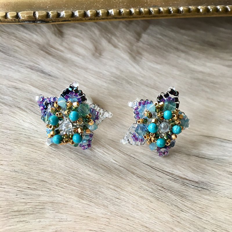 Star earrings ~ Hoshino Clip-On~ - Earrings & Clip-ons - Gemstone Blue