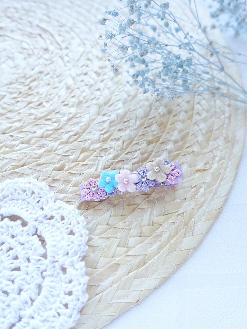 Hair Accessories - Pastel color flowers hairclips (Purple) - Bibs - Other Materials Purple