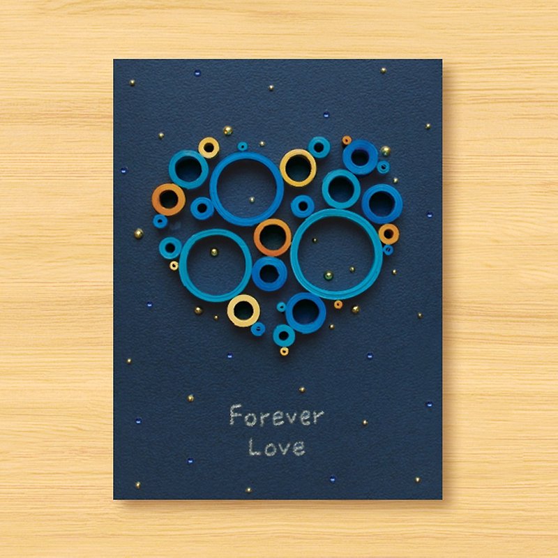 手工捲紙卡片 _ 星空-來自遠方的愛戀-愛心夢幻泡泡Forever Love - 卡片/明信片 - 紙 藍色