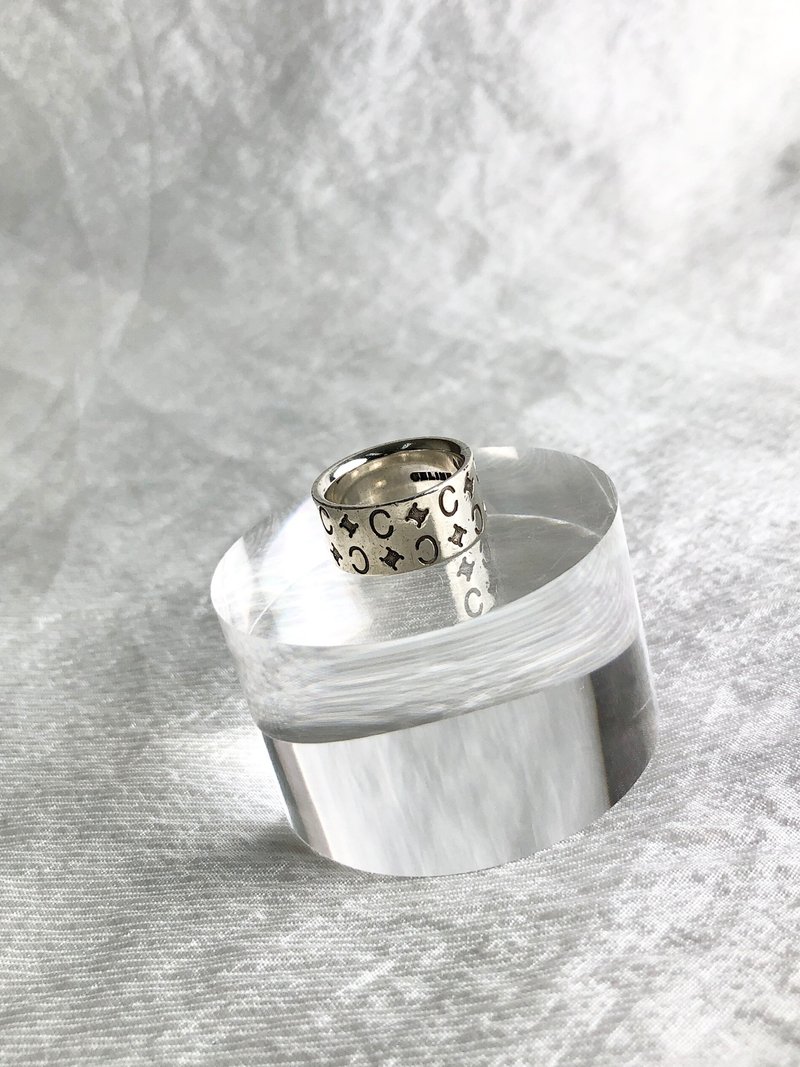 【 日本直送　名牌中古包 】CELINE セリーヌ リング シルバー マカダム SILVER925 vintage ヴィンテージ オールド btj57a - 戒指 - 純銀 銀色