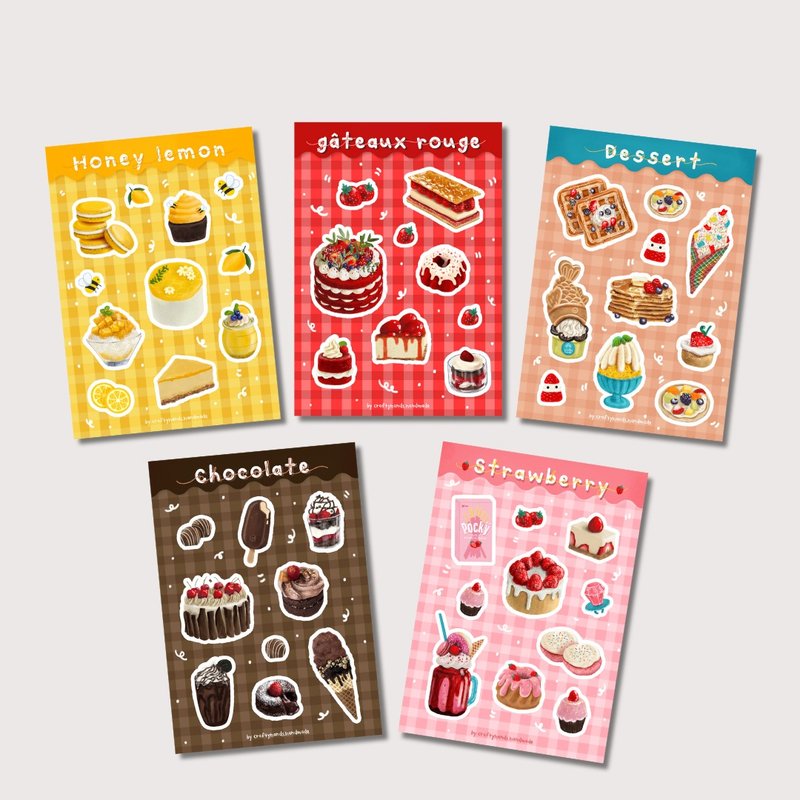 Sticker PVC - Dessert Collection - สติกเกอร์ตกแต่ง สติกเกอร์สี สติ๊กเกอร์กันน้ำ - สติกเกอร์ - กระดาษ หลากหลายสี