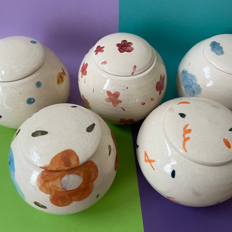 Hand-painted ceramic pet ceremonial jars with graffiti paintings are available in various styles and can be customized. - Other - Pottery Multicolor