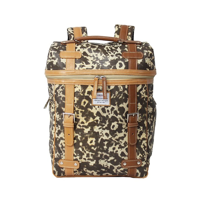 AMINAH-Coffee Color Backpack [am-0300] - กระเป๋าเป้สะพายหลัง - หนังเทียม สีนำ้ตาล