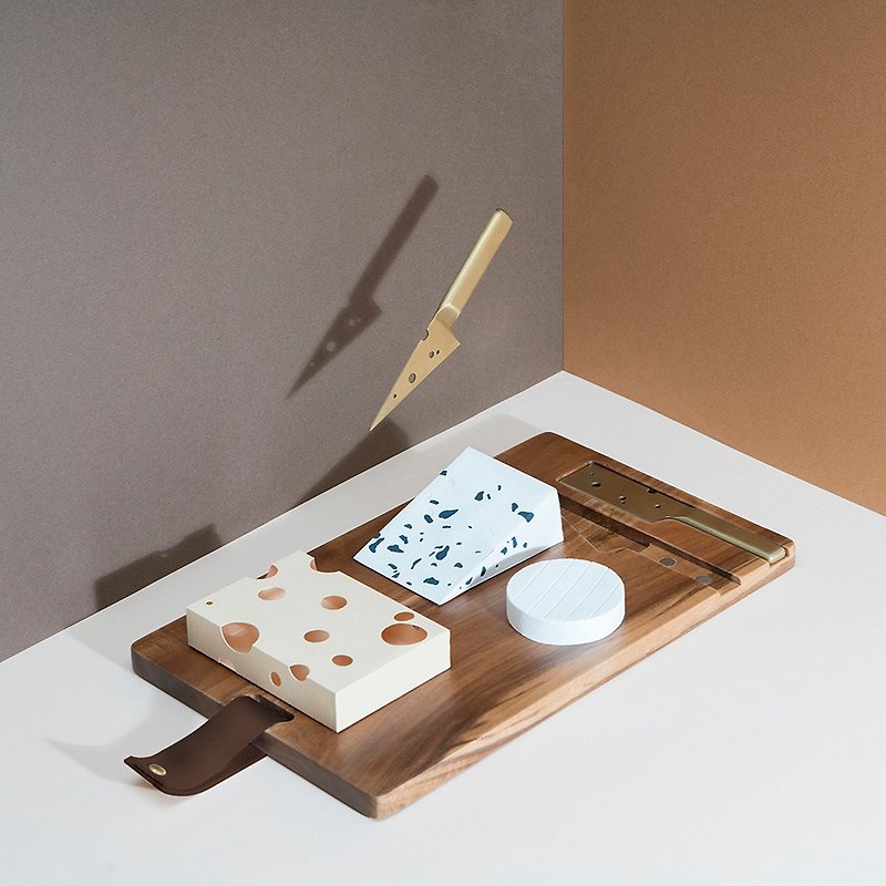 DOIY Golden Cheese-Chopping Board Set - เครื่องครัว - ไม้ สีนำ้ตาล