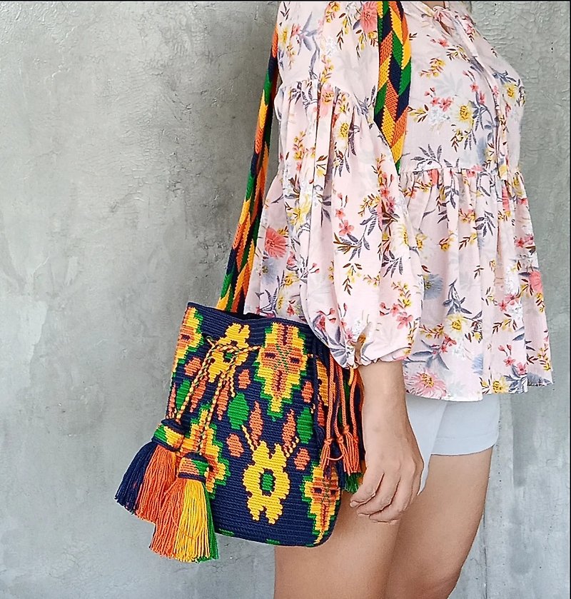 Flower mochila bag,Crossbody bag for women,Handcraft bag,Crochet bag ,Cr - Messenger Bags & Sling Bags - Cotton & Hemp 