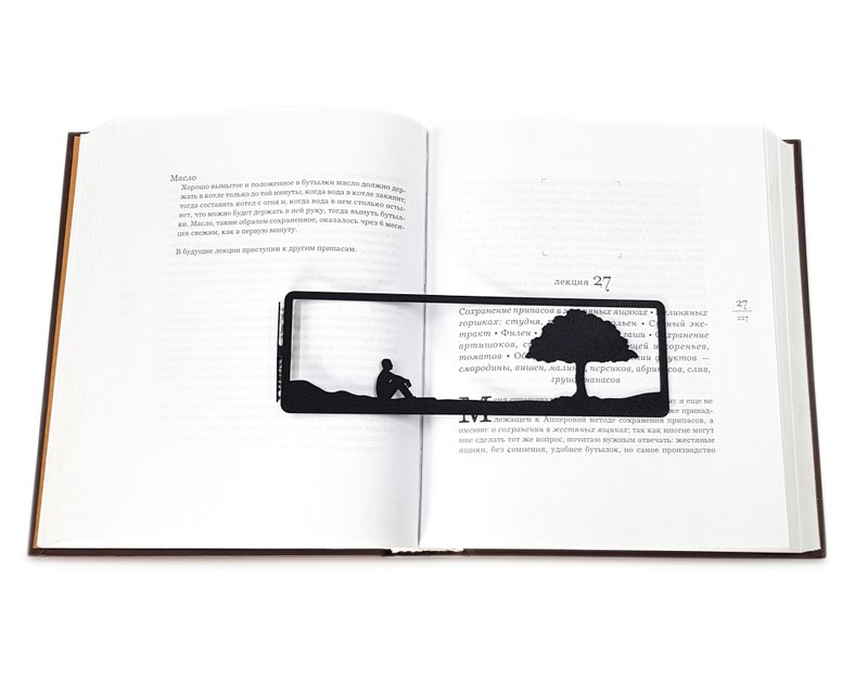 Minimalist Bookmark Tranquility, Small Bookish Gift for Spiritual Readers. - ที่คั่นหนังสือ - โลหะ สีดำ