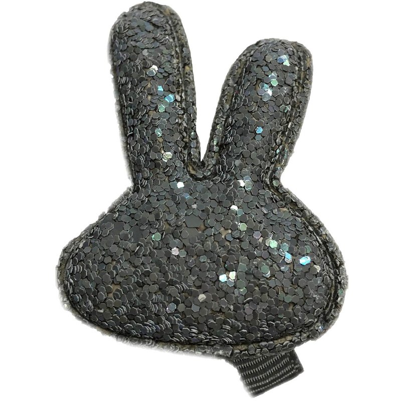 Shiny Bunny Hairpin Full Covered Fabric Handmade Hair Accessories Gray Gray - เครื่องประดับผม - เส้นใยสังเคราะห์ สีเทา