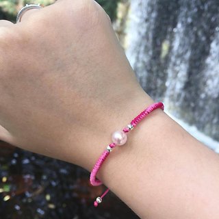 日本Akoya珍珠粉紅色手繩 光珠手鍊 友誼手鍊 日本珍珠 珍珠手繩