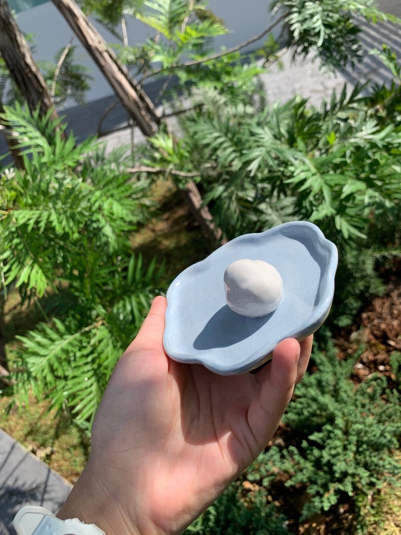 Plate Ceramic mini Cloud - 花瓶/花器 - 陶 透明