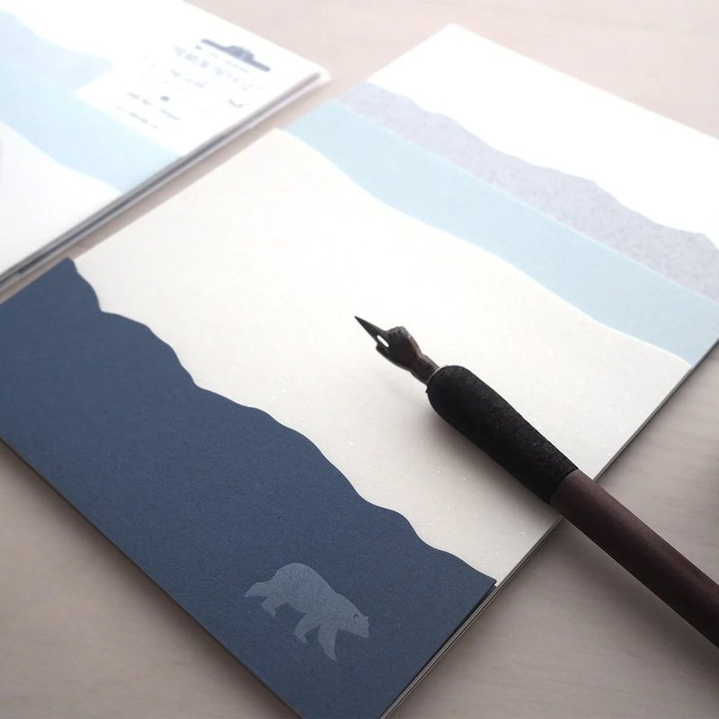 ink friendly paper set - polar bear x penguin - 卡片/明信片 - 紙 多色