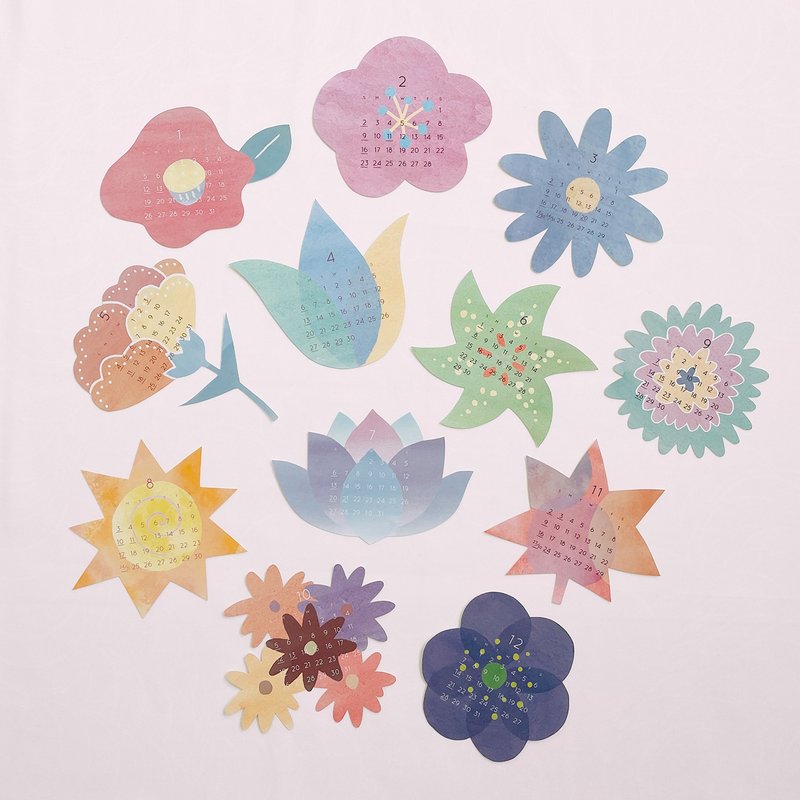 Flower-shaped calendar -mini- - ปฏิทิน - กระดาษ หลากหลายสี