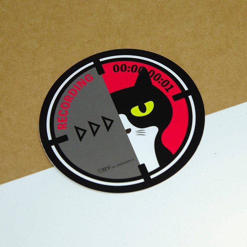 Recording Cat / Sticker - Stickers - Other Materials Red