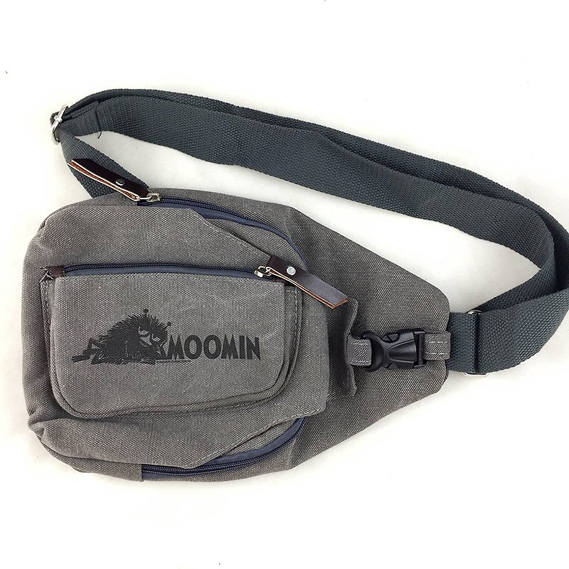 Authorized by Moomin Lulu Rice-[Crossbody Bag-Iron Grey] (Large) - Messenger Bags & Sling Bags - Cotton & Hemp Gray