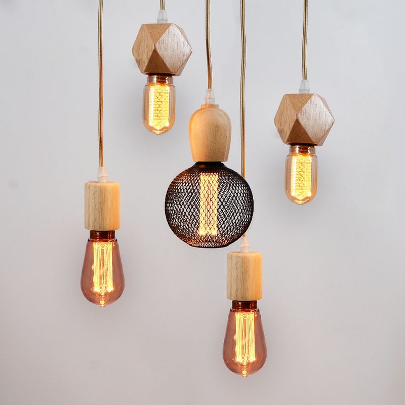 Light industrial style wooden single lamp head chandelier F036-1|Modern style|Simple style popular lighting - โคมไฟ - ไม้ สีส้ม