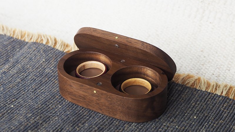 Walnut wooden couple rings box - 其他 - 木頭 咖啡色