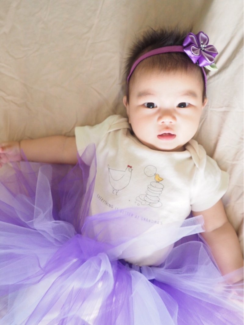 手作粉紫色澎澎TUTU紗裙+髮帶髮夾兩用套裝 - 其他 - 聚酯纖維 紫色