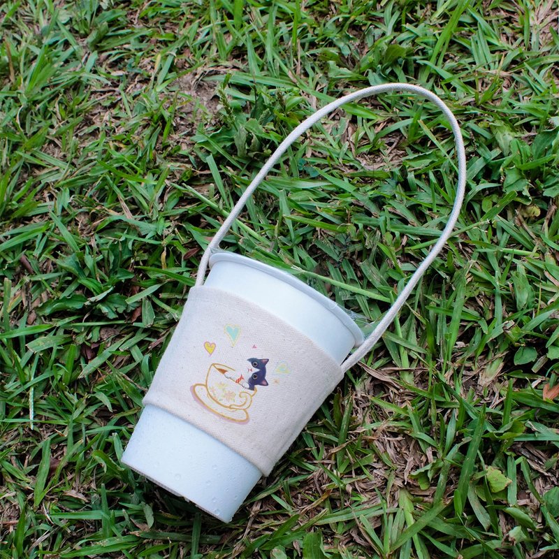 Canvas Drink Bag-Coffee Cup Benz Cat - Other - Cotton & Hemp 