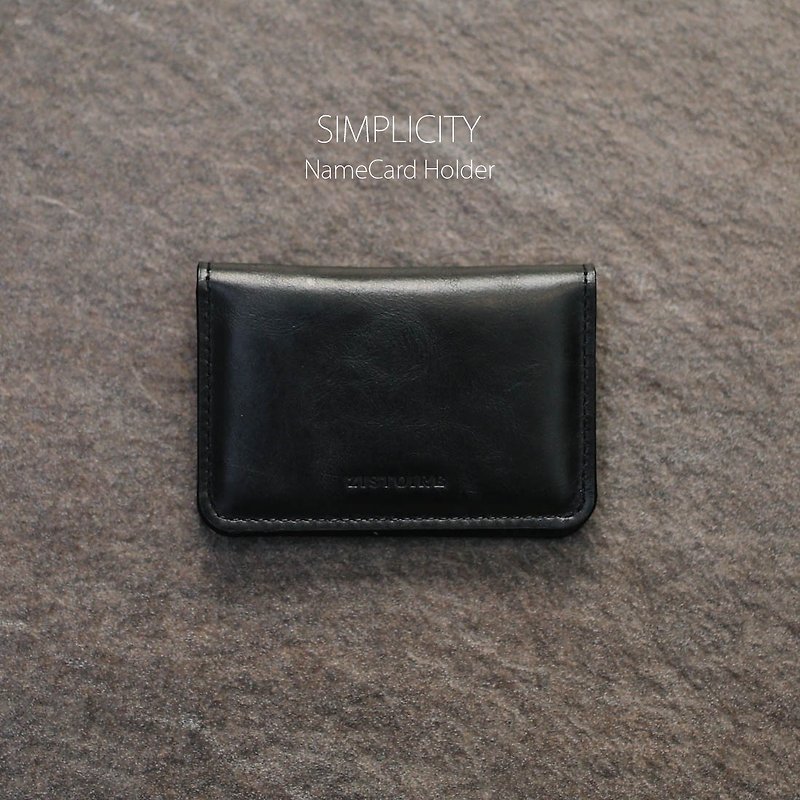 [SIMPLICITY] ZiBAG-027 / NameCard Holder / minimalist business card holder / black │Black (oil side: blue-green) - Card Holders & Cases - Genuine Leather 