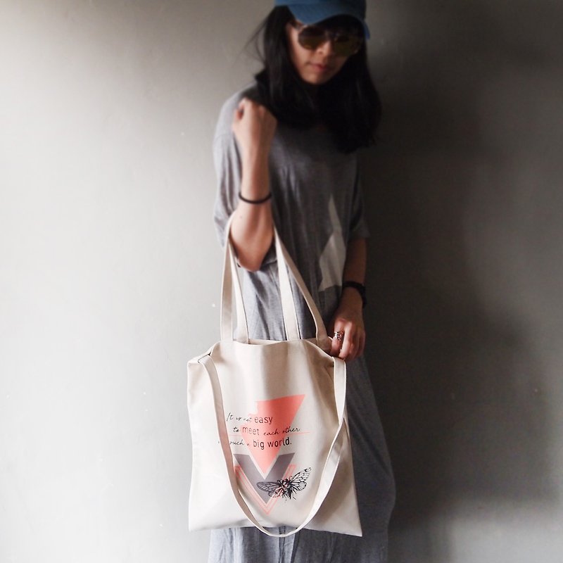 Luck Fluorescent Orange - Canvas Handprint Tote Bag Double Back - Messenger Bags & Sling Bags - Cotton & Hemp Orange