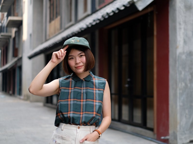 Hallow Top 無袖上衣 : Green Tartan 綠色格子呢 - 女上衣/長袖上衣 - 棉．麻 綠色