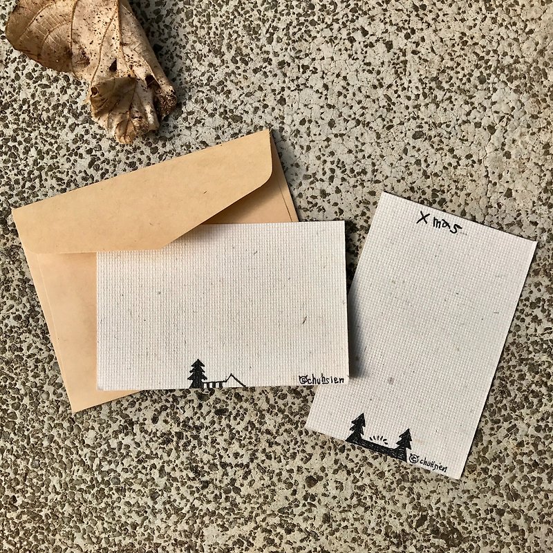 ブックマーク㊣小さな手作りのカード猫耳クリスマスツリー（セット） - カード・はがき - 紙 ホワイト