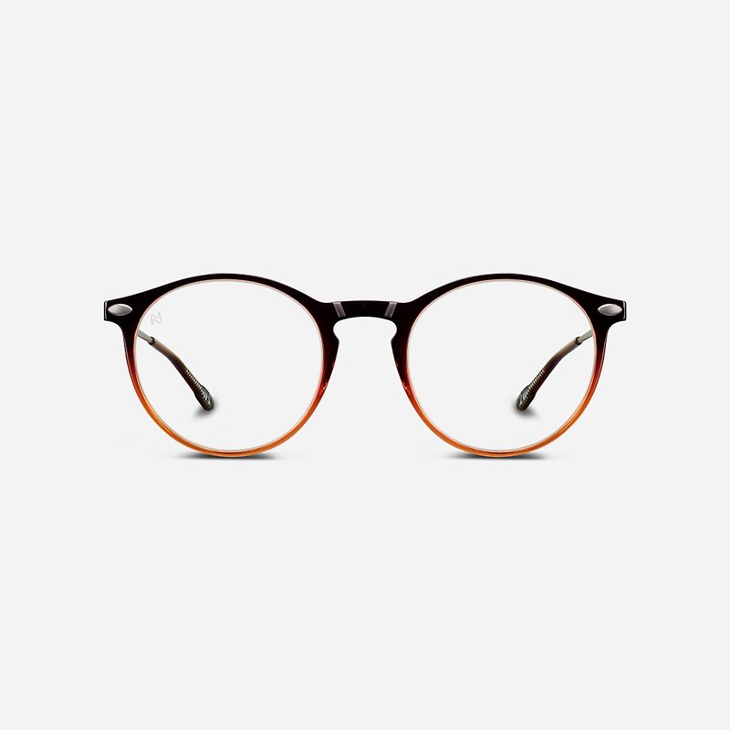 French Nooz anti-blue light flat glasses portable type (transparent lens) oval two-color gradient tortoiseshell Brown - กรอบแว่นตา - วัสดุอื่นๆ สีนำ้ตาล
