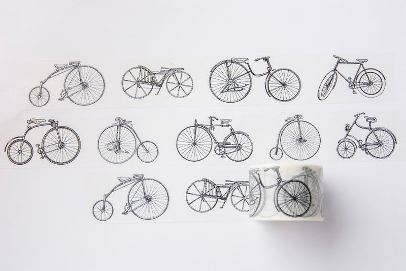 日本の和紙テープ-ヴィンテージ自転車 - マスキングテープ - 紙 ホワイト