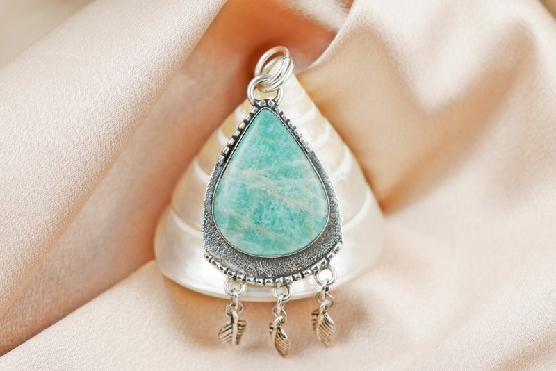 Tianhe Stone. Amazon Stone Pendant∣Gift Mother's Day Graduation - สร้อยคอ - เครื่องเพชรพลอย สีน้ำเงิน