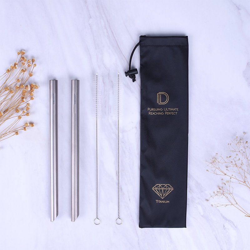 鑽石鈍角純鈦吸管【D】組 - 環保飲管 - 其他金屬 灰色