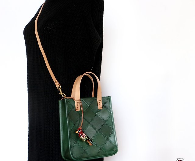 Hand-sewn leather cowhide shoulder bag 2way diagonal bag - Shop