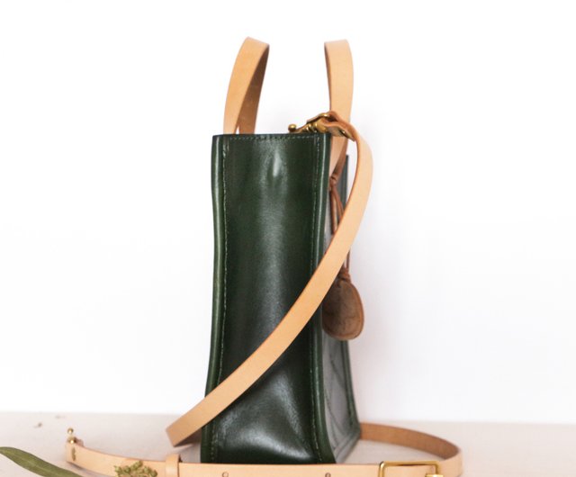 Hand-sewn leather cowhide shoulder bag 2way diagonal bag - Shop