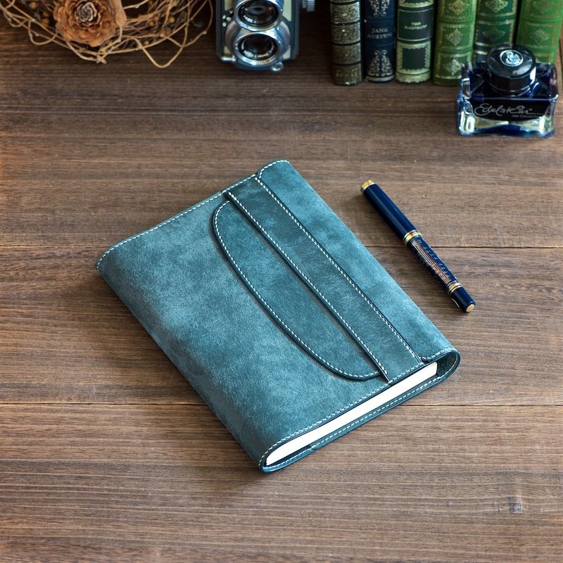 A5 notebook leather cover color order - สมุดบันทึก/สมุดปฏิทิน - หนังแท้ สีน้ำเงิน